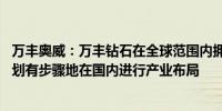 万丰奥威：万丰钻石在全球范围内拥有四个生产基地 将有计划有步骤地在国内进行产业布局