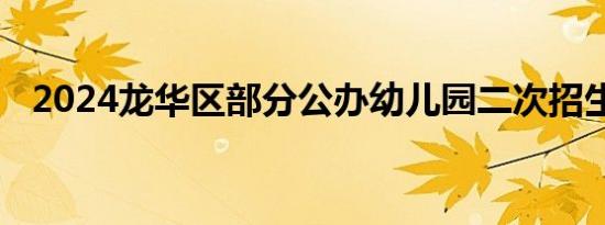 2024龙华区部分公办幼儿园二次招生通知