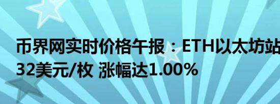 币界网实时价格午报：ETH以太坊站上3091.32美元/枚 涨幅达1.00%