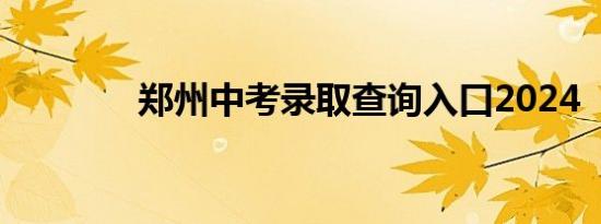 郑州中考录取查询入口2024