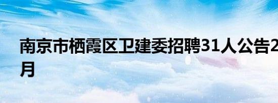 南京市栖霞区卫建委招聘31人公告2024年7月