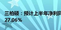 三柏硕：预计上半年净利同比增长81.64%-127.06%