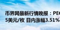 币界网最新行情晚报：PEOPLE价格达0.0595美元/枚 日内涨幅3.51%