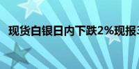 现货白银日内下跌2%现报30.81美元/盎司