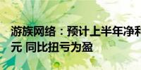 游族网络：预计上半年净利润400万至600万元 同比扭亏为盈