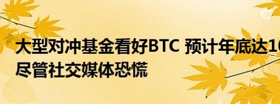 大型对冲基金看好BTC 预计年底达10万美元 尽管社交媒体恐慌