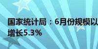 国家统计局：6月份规模以上工业增加值同比增长5.3%