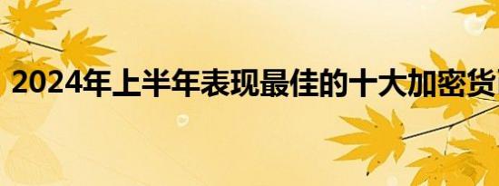 2024年上半年表现最佳的十大加密货币公布