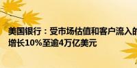 美国银行：受市场估值和客户流入的影响财富管理客户资产增长10%至逾4万亿美元