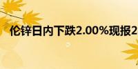 伦锌日内下跌2.00%现报2892.50美元/吨