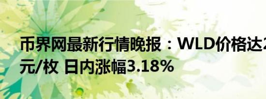 币界网最新行情晚报：WLD价格达2.204美元/枚 日内涨幅3.18%