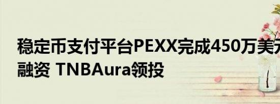 稳定币支付平台PEXX完成450万美元种子轮融资 TNBAura领投