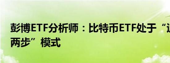 彭博ETF分析师：比特币ETF处于“退一步进两步”模式