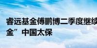 睿远基金傅鹏博二季度继续加码港股赵枫“掘金”中国太保