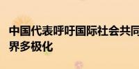 中国代表呼吁国际社会共同推进平等有序的世界多极化