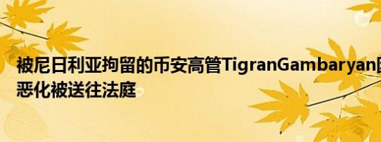 被尼日利亚拘留的币安高管TigranGambaryan因健康状况恶化被送往法庭