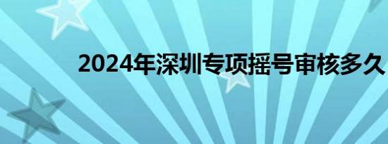 2024年深圳专项摇号审核多久