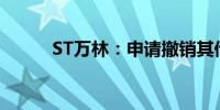 ST万林：申请撤销其他风险警示