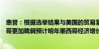 惠誉：根据选举结果与美国的贸易紧张局势加剧可能使墨西哥更加脆弱预计明年墨西哥经济增长将略有放缓