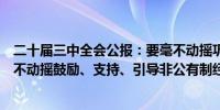 二十届三中全会公报：要毫不动摇巩固和发展公有制经济毫不动摇鼓励、支持、引导非公有制经济发展