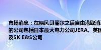 市场消息：在飓风贝丽尔之后自由港取消至少10批货物受此影响最严重的公司包括日本最大电力公司JERA、英国石油(BP.N)、道达尔能源以及SK E&S公司