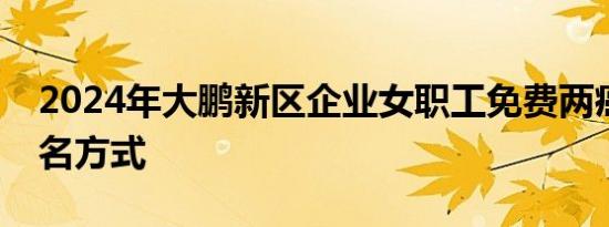 2024年大鹏新区企业女职工免费两癌筛查报名方式