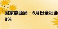 国家能源局：6月份全社会用电量同比增长5.8%