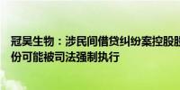 冠昊生物：涉民间借贷纠纷案控股股东广东知光所持部分股份可能被司法强制执行