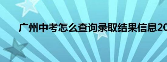 广州中考怎么查询录取结果信息2024