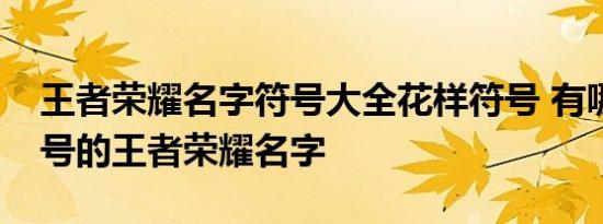 王者荣耀名字符号大全花样符号 有哪些带符号的王者荣耀名字