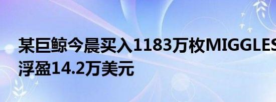 某巨鲸今晨买入1183万枚MIGGLES 当前已浮盈14.2万美元