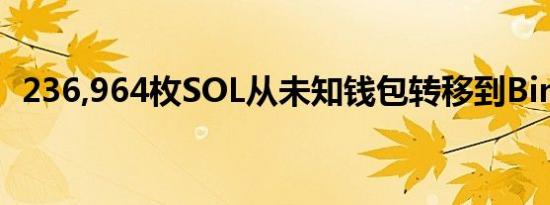 236,964枚SOL从未知钱包转移到Binance