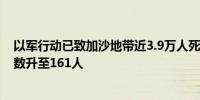 以军行动已致加沙地带近3.9万人死亡 加沙地带遇难记者人数升至161人