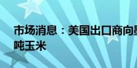 市场消息：美国出口商向墨西哥出售13.3万吨玉米