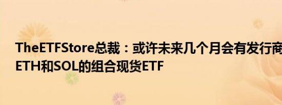 TheETFStore总裁：或许未来几个月会有发行商申请BTC、ETH和SOL的组合现货ETF