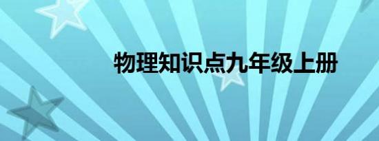 物理知识点九年级上册