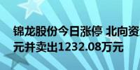 锦龙股份今日涨停 北向资金买入1607.65万元并卖出1232.08万元