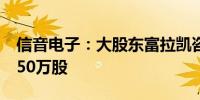 信音电子：大股东富拉凯咨询拟减持不超过150万股