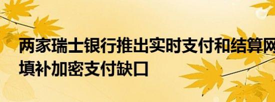 两家瑞士银行推出实时支付和结算网络 试图填补加密支付缺口