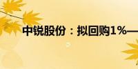 中锐股份：拟回购1%—2%公司股份