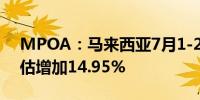 MPOA：马来西亚7月1-20日棕榈油产量预估增加14.95%