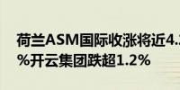 荷兰ASM国际收涨将近4.2%英飞凌跌超3.3%开云集团跌超1.2%