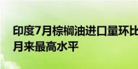 印度7月棕榈油进口量环比增长45% 为20个月来最高水平