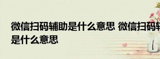 微信扫码辅助是什么意思 微信扫码辅助具体是什么意思