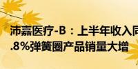 沛嘉医疗-B：上半年收入同比增约28.9%-37.8%弹簧圈产品销量大增