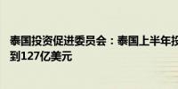 泰国投资促进委员会：泰国上半年投资申请同比增长35%达到127亿美元