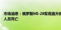 市场消息：俄罗斯MI-28军用直升机在卡卢加地区坠毁机组人员死亡