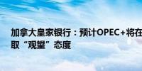 加拿大皇家银行：预计OPEC+将在评估石油生产政策时采取“观望”态度