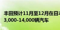 丰田预计11月至12月在日本国内日产量约为13,000-14,000辆汽车