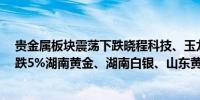 贵金属板块震荡下跌晓程科技、玉龙股份跌超7%中金黄金跌5%湖南黄金、湖南白银、山东黄金、四川黄金跟跌